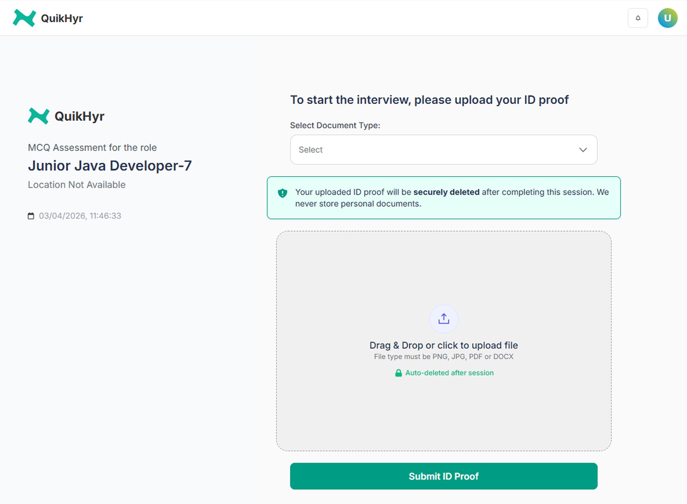 ID verification UI